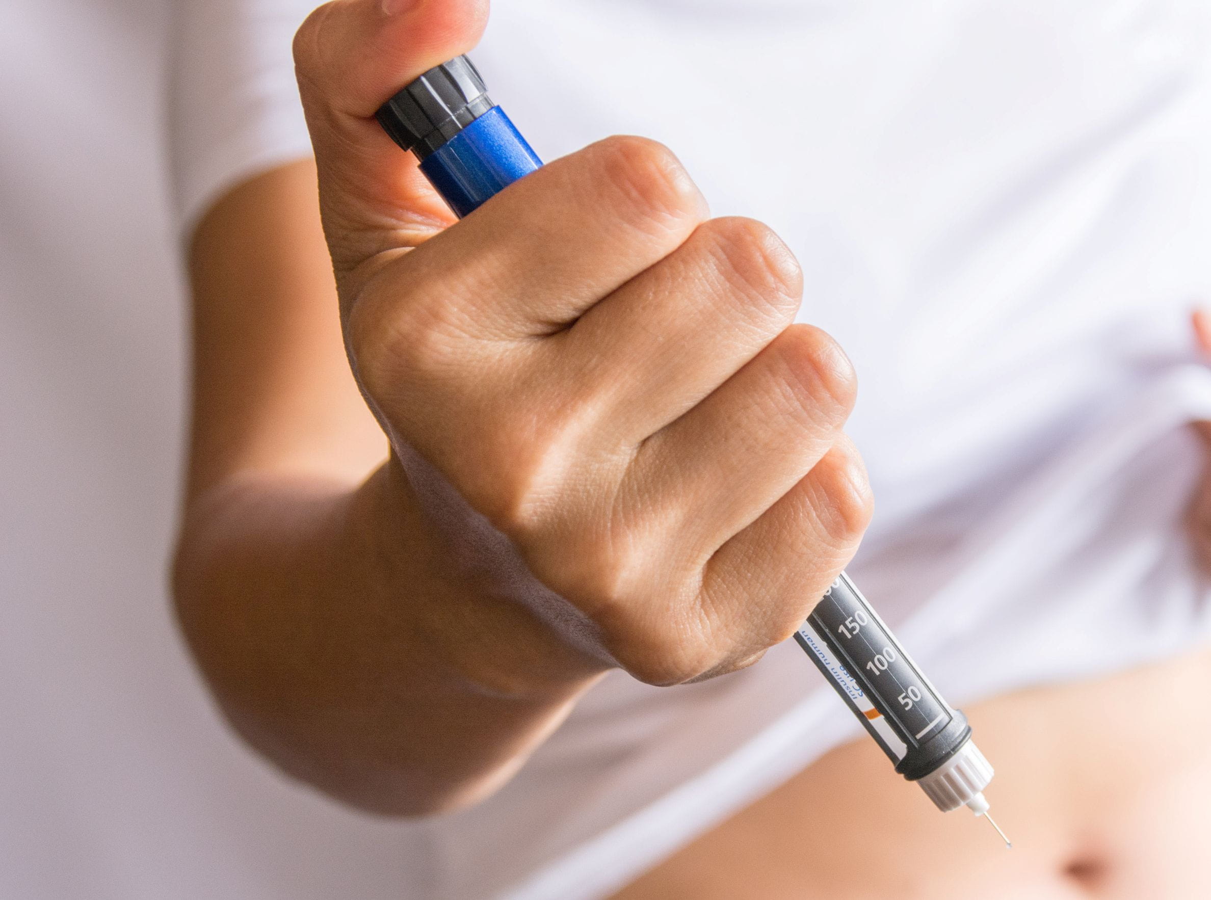 Pen-style injection device used for self-administration of a drug-device combination product.